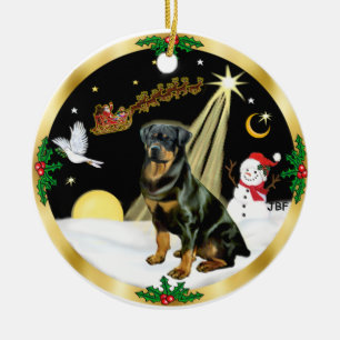 Décoration En Céramique Vol de nuit - Rottweiler