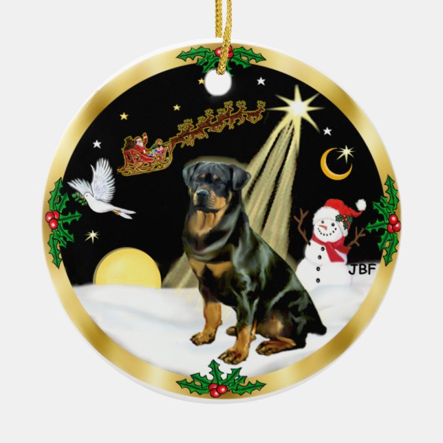Décoration En Céramique Vol de nuit - Rottweiler (Devant)