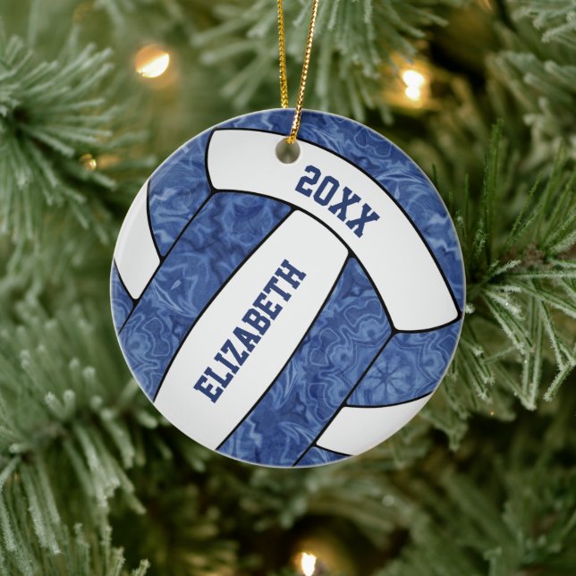 Décoration En Céramique volley-ball féminin bleu et blanc (Arbre)
