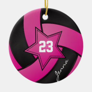 Décoration En Céramique Volley-ball Hot Pink et Black Star