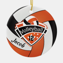 Décoration En Céramique Volley-ball orange, blanc et noir