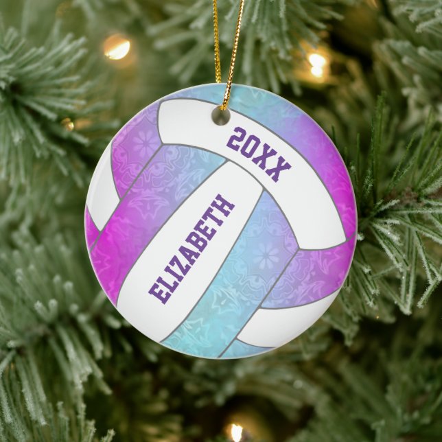 Décoration En Céramique volley-ball rose violet bleu (Arbre)