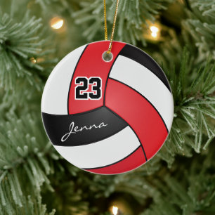 Décoration En Céramique Volley-ball 🏐 rouge, noir et blanc