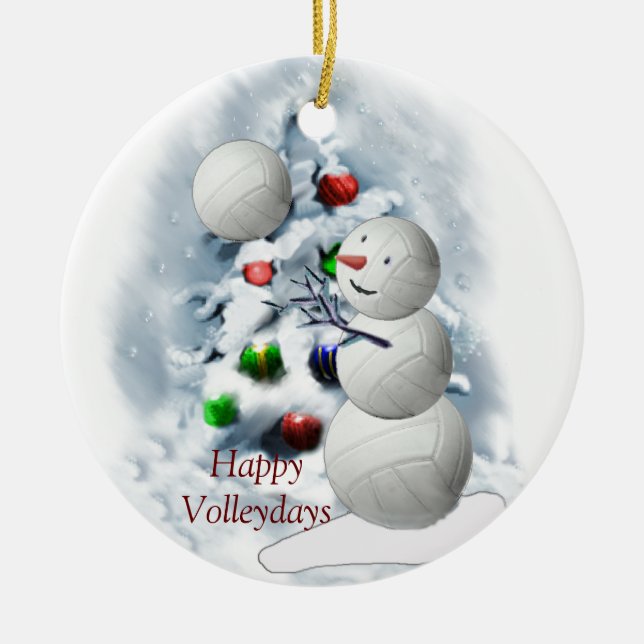Décoration En Céramique Volley-ball Snowman Noël (Devant)