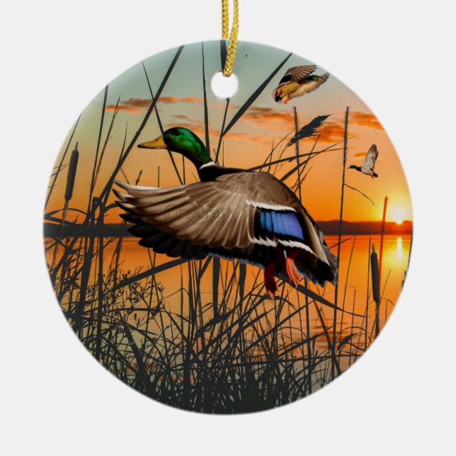 Décoration En Céramique Vols Mallard Ornament, Chasse Au Canard (Devant)