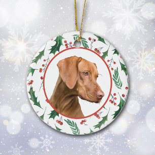 Décoration En Céramique Votre propre Modèle photo de chien Red Berry Holly