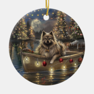 Décoration En Céramique Voyage de Noël du Keeshond