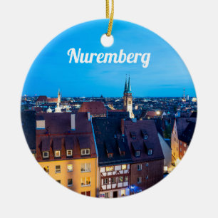 Décoration En Céramique Vue sur la vieille ville de Nuremberg la nuit