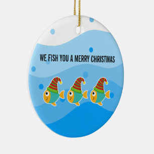 DÉCORATION EN CÉRAMIQUE WE FISH YOU ARE MERRY CHRISTMAS