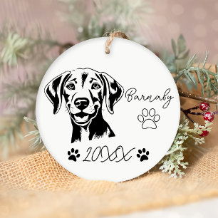 Décoration En Céramique Weimaraner Chien Nom et année personnalisés