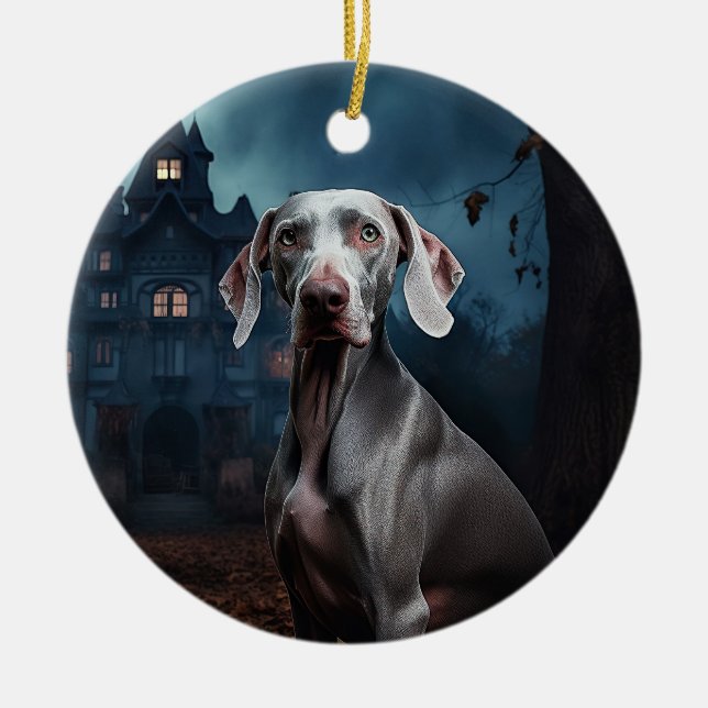 Décoration En Céramique Weimaraner Halloween effroi (Devant)