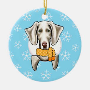 Décoration En Céramique Weimaraner l'a laissé neiger