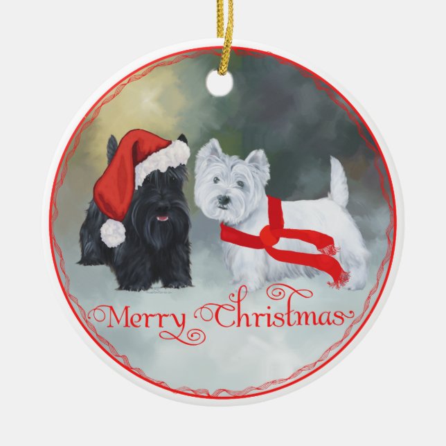 Décoration En Céramique Westie Scottie Christmas (Devant)