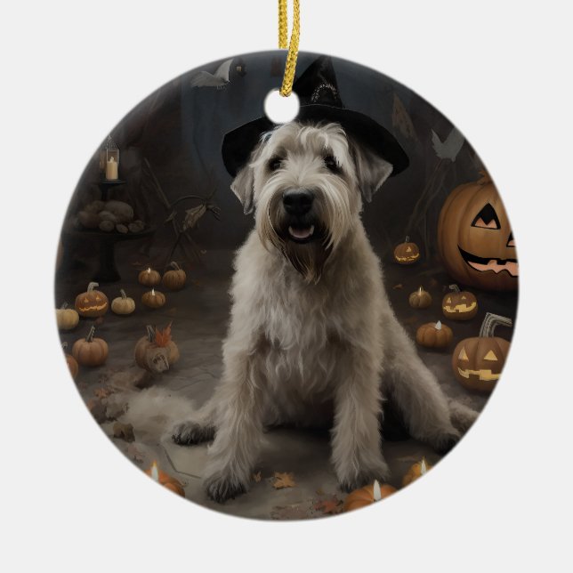 Décoration En Céramique Wheaten Terrier Citrouille Halloween effroi (Devant)