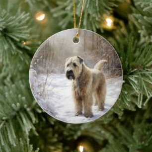 Décoration En Céramique Wheaten Terrier Laisser neiger Noël