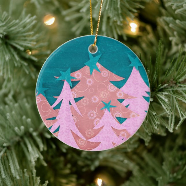 Décoration En Céramique Whimsical Pink Christmas Tree (Arbre)