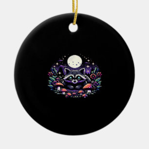 Décoration En Céramique Whimsigoth Raccoon Sous La Vinta Lune