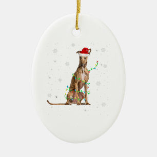 Décoration En Céramique Whippet Christmas Light mignet Père Noël Whippet