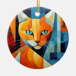 Décoration En Céramique Whiskers Abstraits : Chat orange