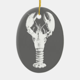 Décoration En Céramique White Lobster on Gray / Grey