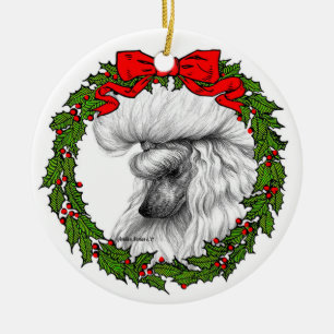 Décoration En Céramique White Poodle Art par Glenda S. Harlan
