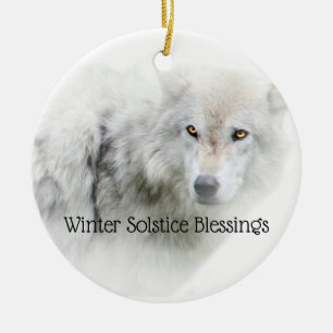 Décoration En Céramique White Wolf Winter Solstice Blessings