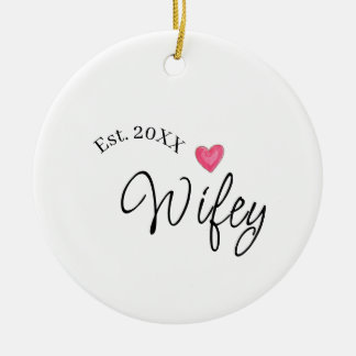 Décoration En Céramique Wifey red heart est. Year future wife valentine's