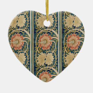 Décoration En Céramique William Morris Fleurs Roses Broderie de Soie Antiq