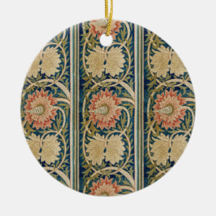 Décoration En Céramique William Morris Fleurs Roses Soie Broderie Antique