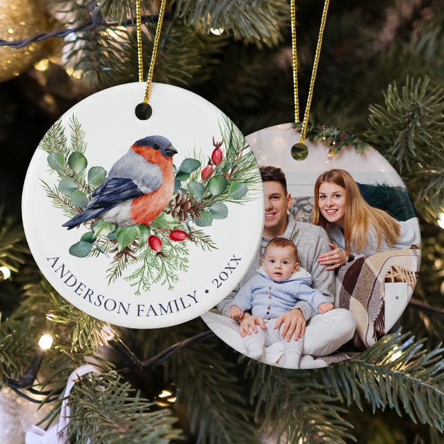 Décoration En Céramique Winter Bird Christmas Bullfinch Family Photo  (Créateur téléchargé)