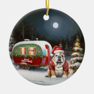 Décoration En Céramique Winter Bulldog Caravan Christmas Adventure