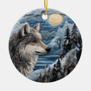Décoration En Céramique Wolf 3D Chirstmas animal