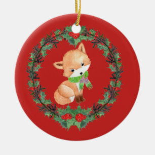 Décoration En Céramique Wreath Whimsical Fox Personnalisé