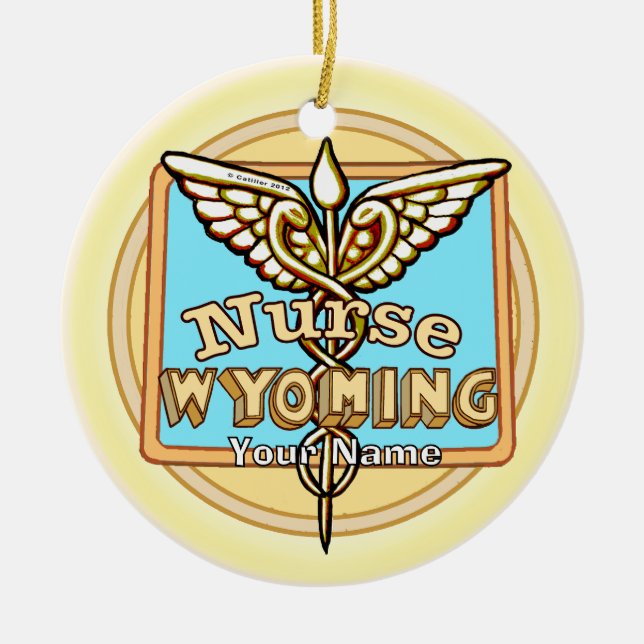 Décoration En Céramique Wyoming Nurse Caduceus (Devant)