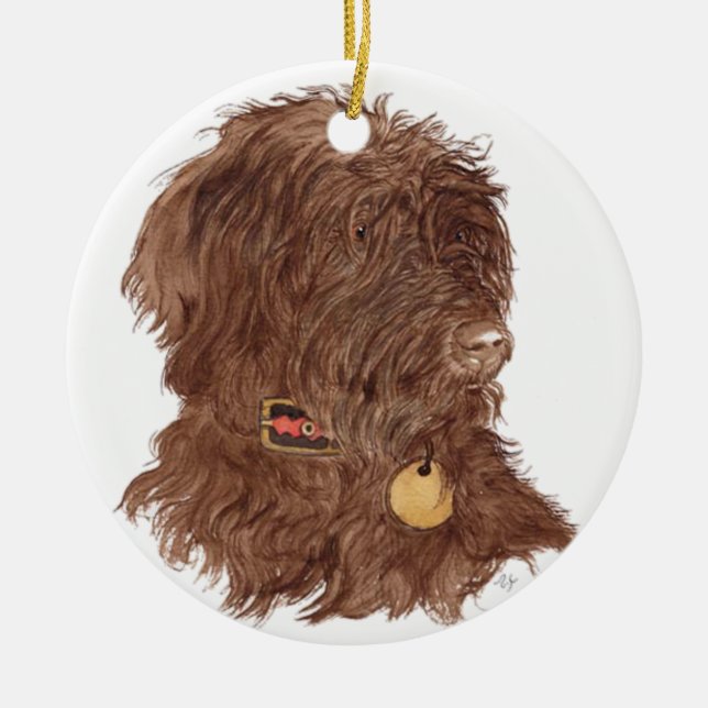 Décoration En Céramique Xena le chocolat Labradoodle (Devant)