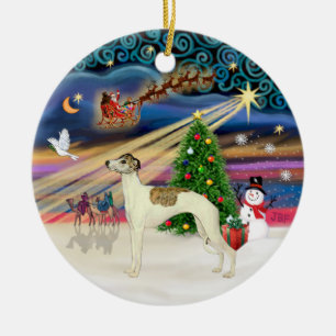 Décoration En Céramique Xmas Magic - Whippet 3 (crème-brindille)