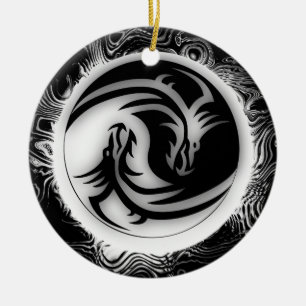 Décoration En Céramique Yin et Yang Dragons asiatiques