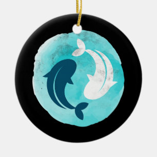 Décoration En Céramique Yin Yang Koi Poisson Design Balance Harmonie Yoga