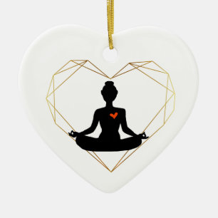 Décoration En Céramique Yoga Love Heart Ornament