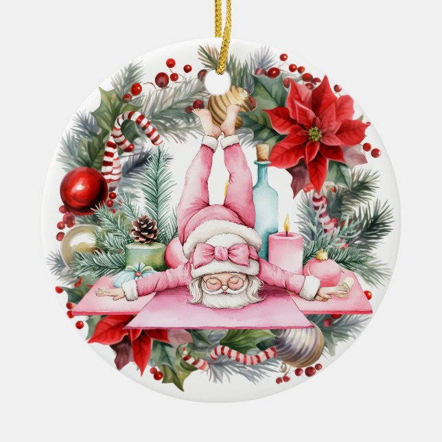 Décoration En Céramique Yoga Noël Père Noël (Devant)