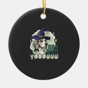 Décoration En Céramique Yooouuu Fantômes Chien Beagle Chapeau de Sorcière