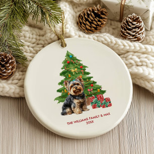Décoration En Céramique Yorkie Dog Noël personnalisé