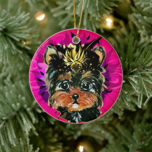 DÉCORATION EN CÉRAMIQUE YORKIE POO