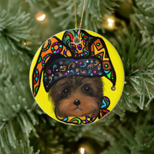 DÉCORATION EN CÉRAMIQUE YORKIE POO