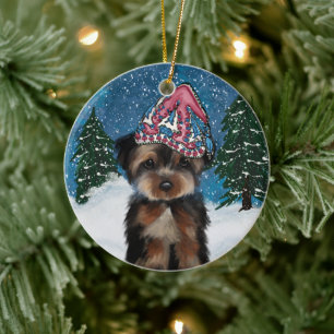 DÉCORATION EN CÉRAMIQUE YORKIE POO