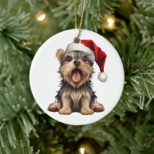 Décoration En Céramique Yorkshire Terrier de Noël Chien Personnalisé Amusa