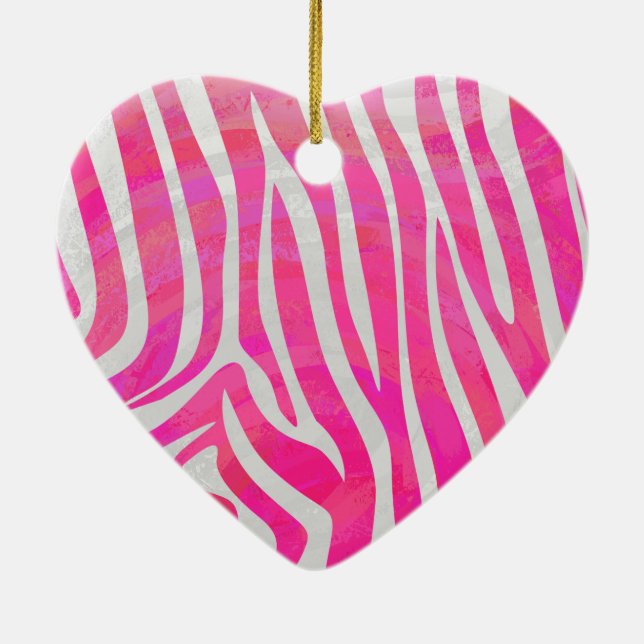 Décoration En Céramique Zebra Hot Pink et White Print (Dos)