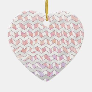 Décoration En Céramique Zebra rose et blanc Chevron