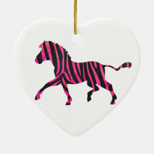 Décoration En Céramique Zebra Silhouette noir et rose chaud