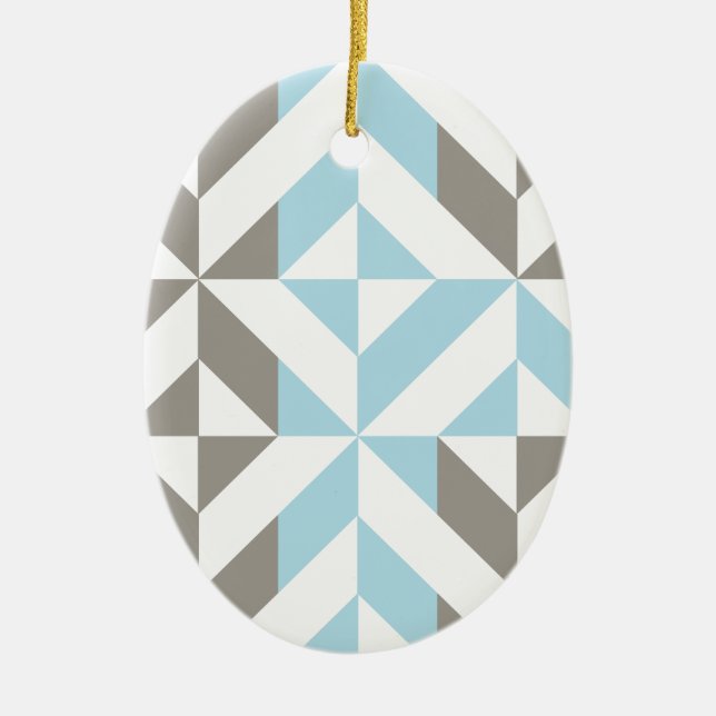 Décoration En Céramique ZigZag géométrique bleu et argent (Devant)